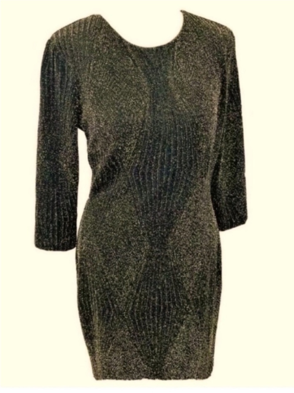 Abbeline NEW Metallic Above Knee Dress Black Gold Exposed Zipper Womens M